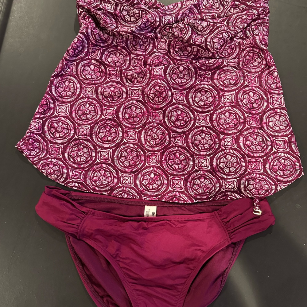 STYLUS Maroon and Pink Patterned Swimwear